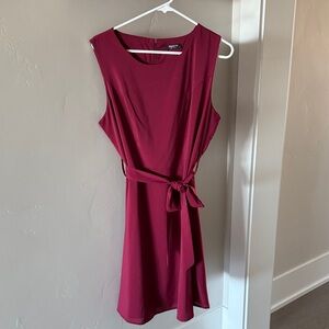 Zeagoo Wine Red Mini Dress with Tie Waist